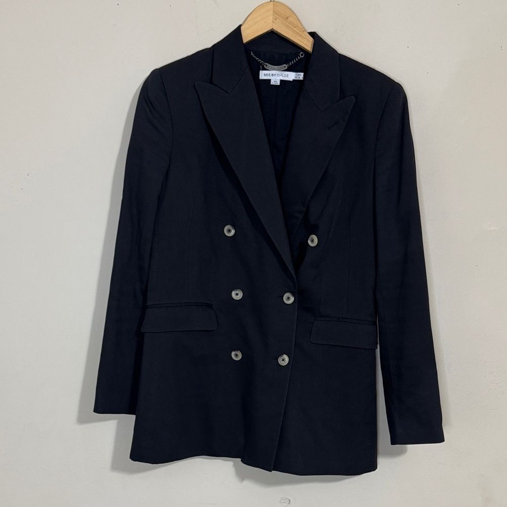 See by Chloé Cotton Double Breasted Blazer Flawed size 8 DIY Project Upcycle